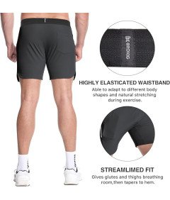 Spodenki Sportowe Męskie Lekkie Fitness Z Dwiema Kieszeniami Ciemnoszare M