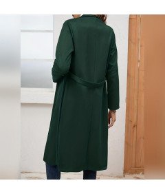 Długi Płaszcz Damski Zamszowy Jesienny Wiosenny Z Paskiem I Kieszeniami XXL