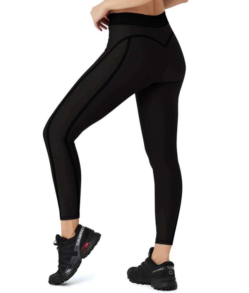 Legginsy Damskie Sportowe Fitness Kryjące Z Wysokim Stanem Czarne L