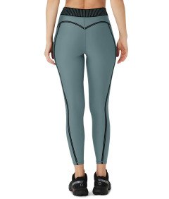 Legginsy Damskie Sportowe Do Jogi Z Wysokim Stanem Kryjące Szaro Zielone M