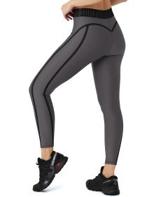 Legginsy Damskie Sportowe Do Jogi Fitness Z Wysokim Stanem Kryjące Szare L