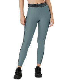 Legginsy Damskie Sportowe Z Wysokim Stanem Kryjące Szaro Zielone L