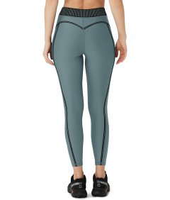 Legginsy Damskie Sportowe Z Wysokim Stanem Kryjące Szaro Zielone XL