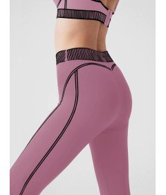 Legginsy Damskie Sportowe Do Jogi Z Wysokim Stanem Kryjące Różowe XXL