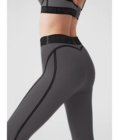 Legginsy Damskie Sportowe Do Jogi Z Wysokim Stanem Kryjące Szare XXL