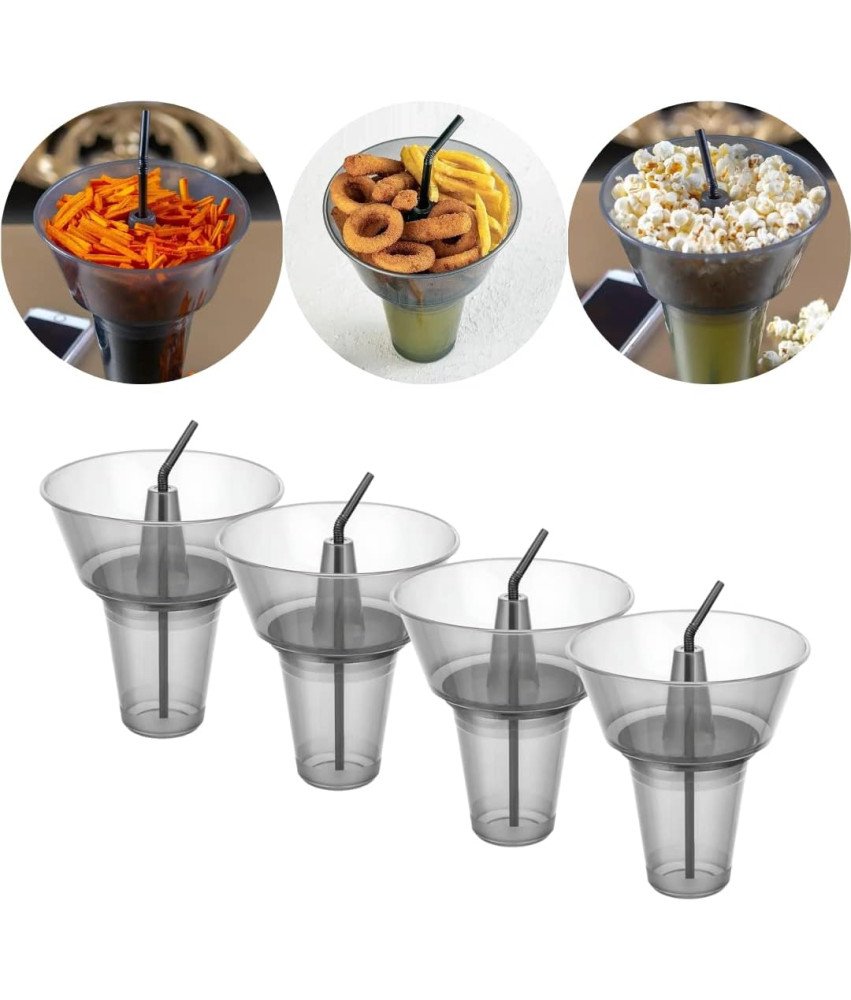 Kubki Wielokrotnego Użytku Na Napoje I Przekąski Ze Słomkami Podróżne 4 szt