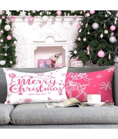 Miaikoe Zestaw 4 Poszewek Świątecznych 30x50cm, Dekoracje Domu - Kolor Róża