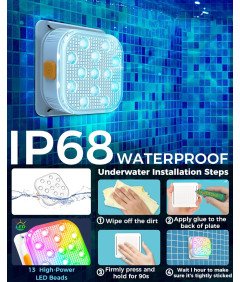 Oświetlenie Basenowe LED 2 Szt Zanurzalne IP68 Z Pilotem 10 h Pracy