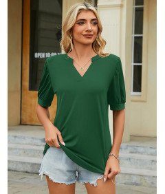 Koszulka Damska Z Krótkim Rękawem Letnia Ciemnozielona Nowoczesna Rozmiar M