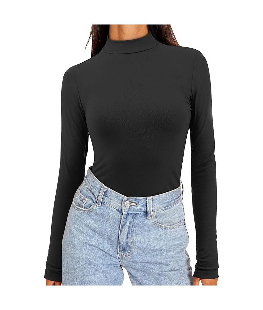 Koszulka Damska Z Długim Rękawem Dopasowana Bluzka Golf Czarna Rozmiar L