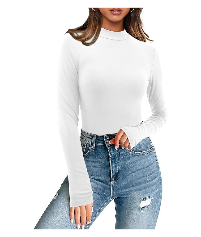 Koszulka Damska Elegancka Z Długim Rękawem Dopasowana Bluzka Golf Biała XL