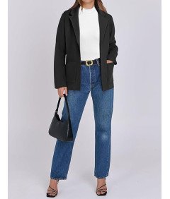 Koszulka Damska Elegancka Z Długim Rękawem Dopasowana Bluzka Golf Biała XL