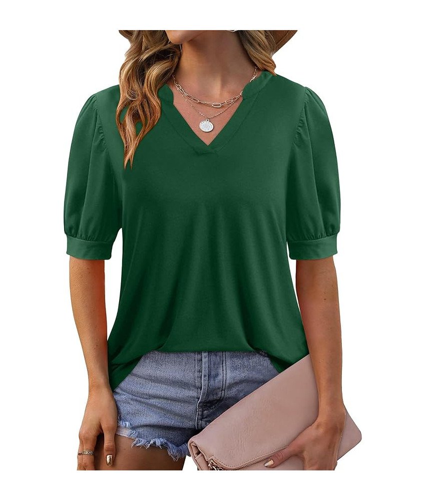 Bluzka Damska Elegancka Ciemnozielona z Krótkim Rękawem Rozmiar XL