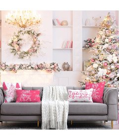 Miaikoe Zestaw 4 Poszewek Świątecznych 30x50cm, Dekoracje Domu - Kolor Róża