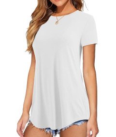 Koszulka Damska Biała Luźna Z Krótkim Rękawem Letnia Rozmiar M