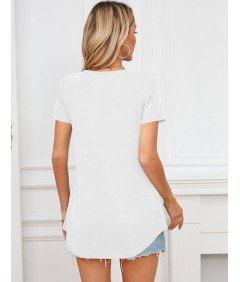 Koszulka Damska Biała Elegancka Letnia Z Krótkim Rękawem S