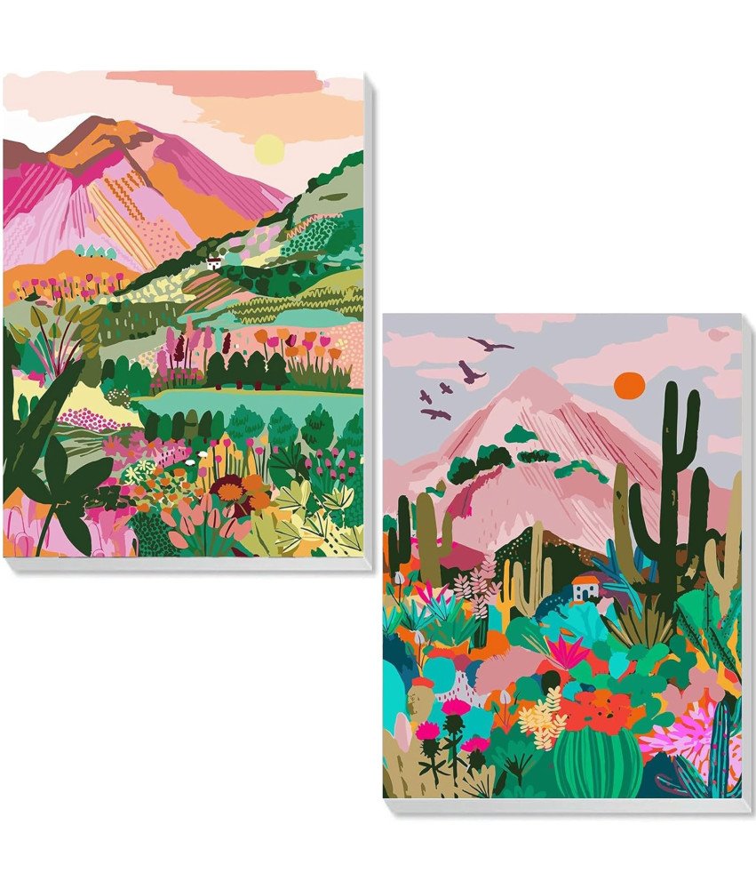 Malowanie Po Numerach Zestaw Farby Akrylowe Krajobraz 20 x 30 cm 2 szt