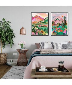 Malowanie Po Numerach Zestaw Farby Akrylowe Krajobraz 20 x 30 cm 2 szt