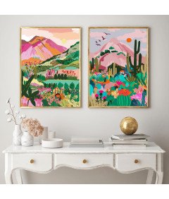 Malowanie Po Numerach Zestaw Farby Akrylowe Krajobraz 20 x 30 cm 2 szt