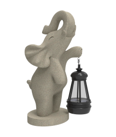 Figurka Dekoracja Ogrodowa Słoń Latarnia Żywica Szara 26 x 13 cm