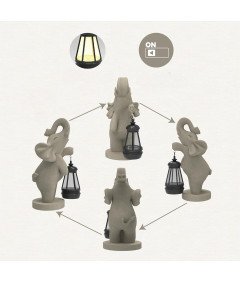 Figurka Dekoracja Ogrodowa Słoń Latarnia Żywica Szara 26 x 13 cm