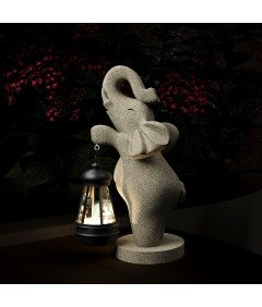 Figurka Dekoracja Ogrodowa Słoń Latarnia Żywica Szara 26 x 13 cm