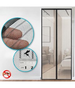 Moskitiera na Drzwi Balkonowe Tarasowe Magnetyczna Czarna 105 x 220 cm