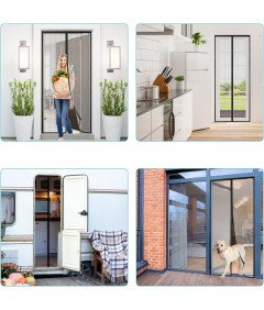 Moskitiera na Drzwi Balkonowe Tarasowe Magnetyczna Czarna 105 x 220 cm