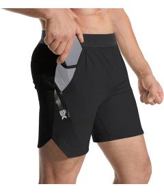 Męskie Spodenki Sportowe Czarne Fitness Do Biegania Z Dwiema Kieszeniami L