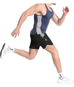 Męskie Spodenki Sportowe Czarne Fitness Do Biegania Z Dwiema Kieszeniami L