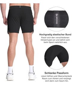 Męskie Spodenki Sportowe Czarne Fitness Do Biegania Z Dwiema Kieszeniami L