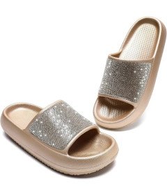 Damskie Klapki Złote Z Kryształkami Antypoślizgowe Gruba Podeszwa 40 EU