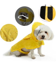 Płaszcz Przeciwdeszczowy Dla Psa Wodoodporny Z Kapturem  Żółty XXL