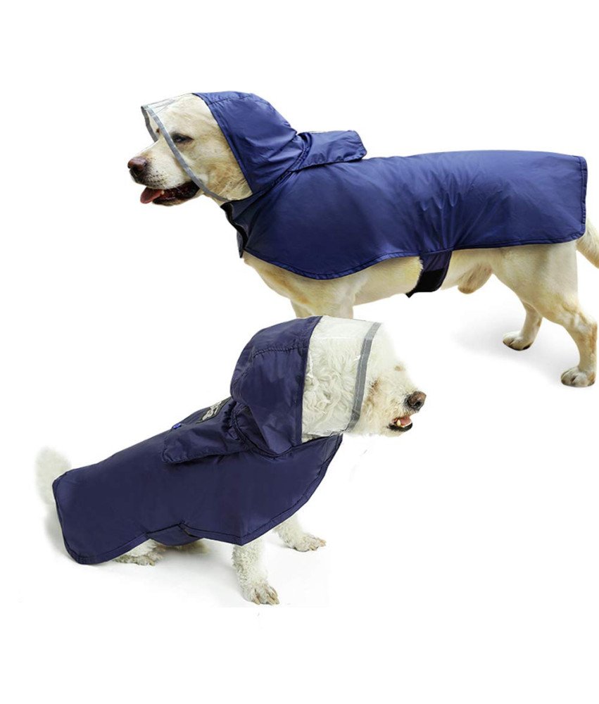 Płaszcz Przeciwdeszczowy Dla Psa Wodoodporny Z Kapturem Niebieski Rozmiar M