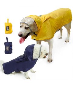 Płaszcz Przeciwdeszczowy Dla Psa Wodoodporny Z Kapturem Niebieski Rozmiar M