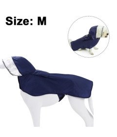 Płaszcz Przeciwdeszczowy Dla Psa Wodoodporny Z Kapturem Niebieski Rozmiar M