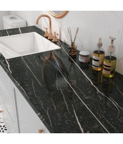 Folia Samoprzylepna Okleina do Mebli Blatów Marmur Czarno-Różowy 30cm x 5m