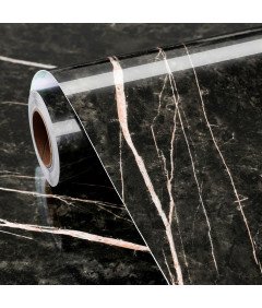 Folia Samoprzylepna Okleina do Mebli Blatów Marmur Czarno-Różowy 30cm x 5m