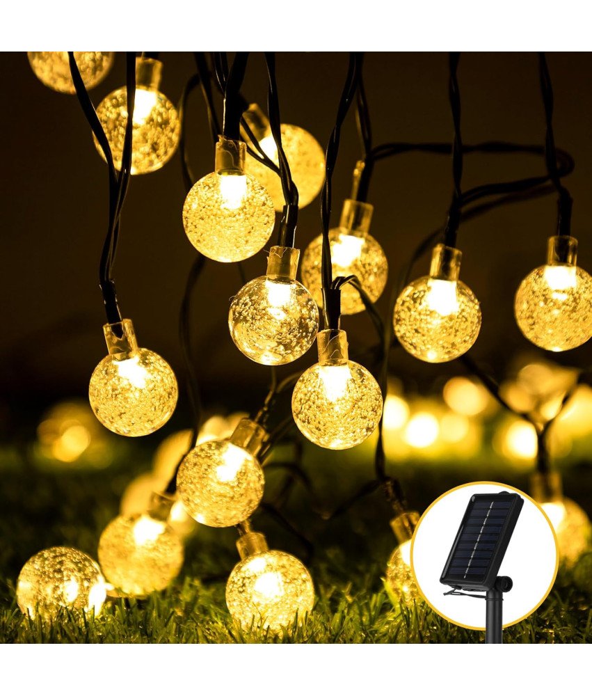 Lampki Solarne HXWEIYE 50 LED Kule, 8 Trybów, Wodoodporne - Ciepły Biały
