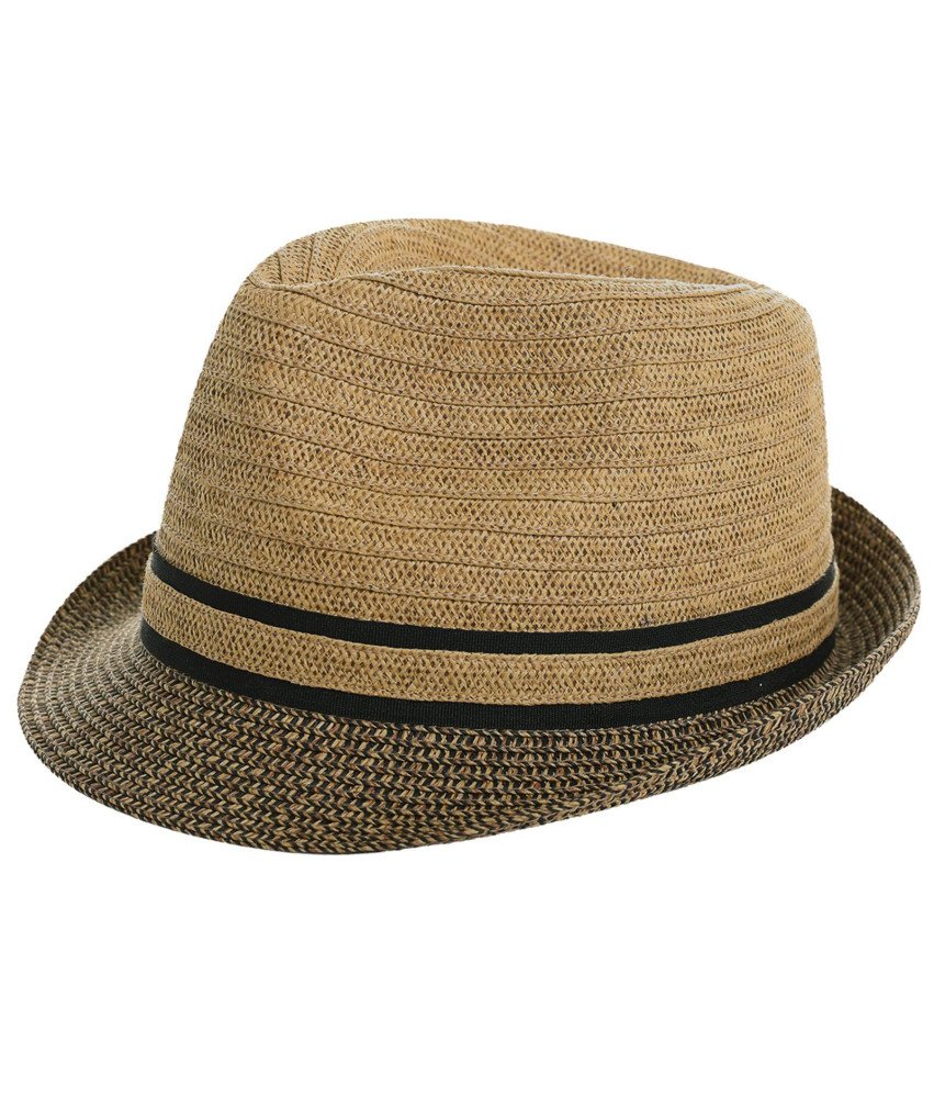 Męski Kapelusz Słomkowy Fedora Trilby Przeciwsłoneczny Kolor Kawy M 58cm