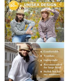 Męski Kapelusz Słomkowy Fedora Trilby Przeciwsłoneczny Beżowy  L 60cm