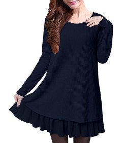 ZANZEA Damska Sukienka z Kokardami Granatowa XL