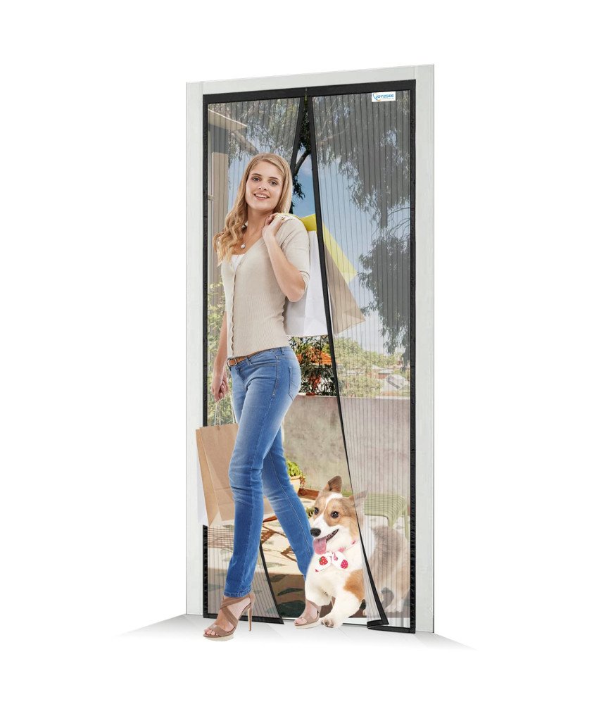 Moskitiera Magnetyczna Na Drzwi Balkonowe Czarna 90x210 cm Bez Wiercenia