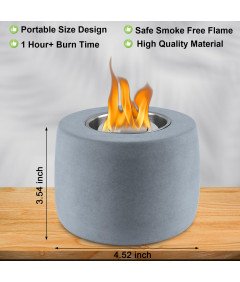 Kominek Stołowy Biokominek Przenośny Do Wnętrz Dekoracyjny Szary