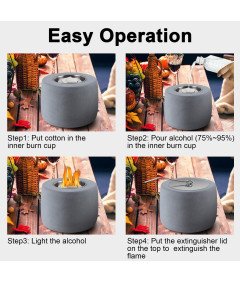 Kominek Stołowy Biokominek Przenośny Do Wnętrz Dekoracyjny Szary