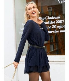 ZANZEA Damska Sukienka z Kokardami Granatowa XL