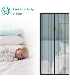 Moskitiera Magnetyczna Na Drzwi Balkonowe 105x220 cm Czarna Łatwy Montaż