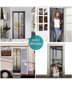 Moskitiera Magnetyczna Na Drzwi Balkonowe 105x220 cm Czarna Łatwy Montaż