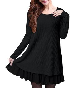 Damska Sukienka z Długim Rękawem Kokarda Elegancka Stylowa Czarna L