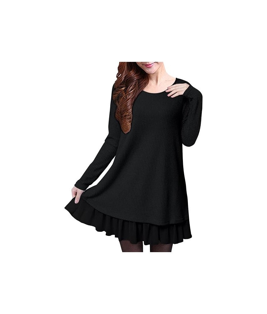 Damska Sukienka z Długim Rękawem Kokarda Elegancka Stylowa Czarna L